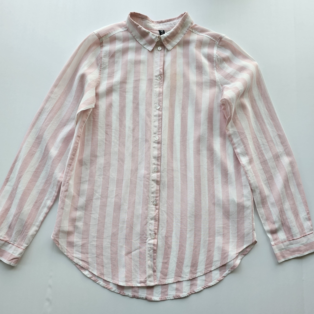 Divided Lightweight Pink and White Striped Button-Up Shirt